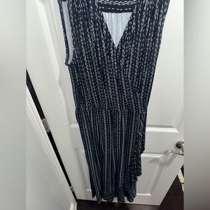 Navy blue faux wrap dress